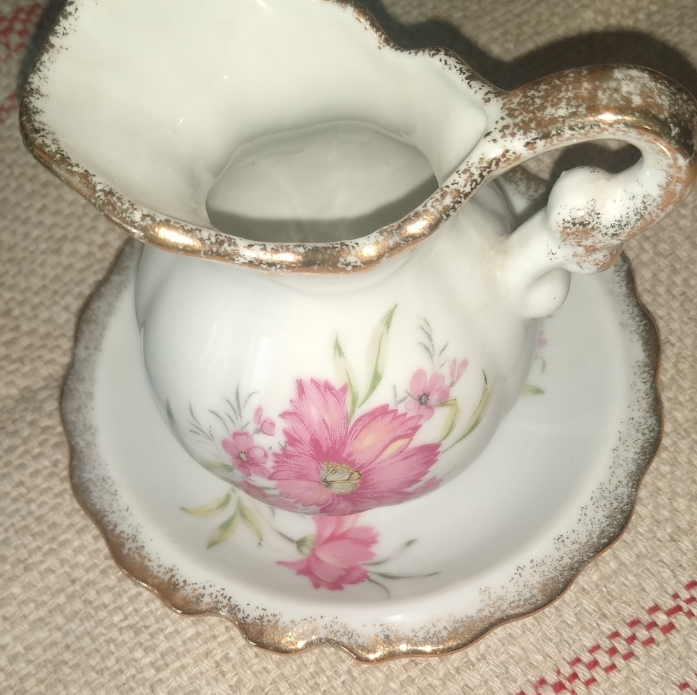 Vintage Porcelain Creamer and Saucer